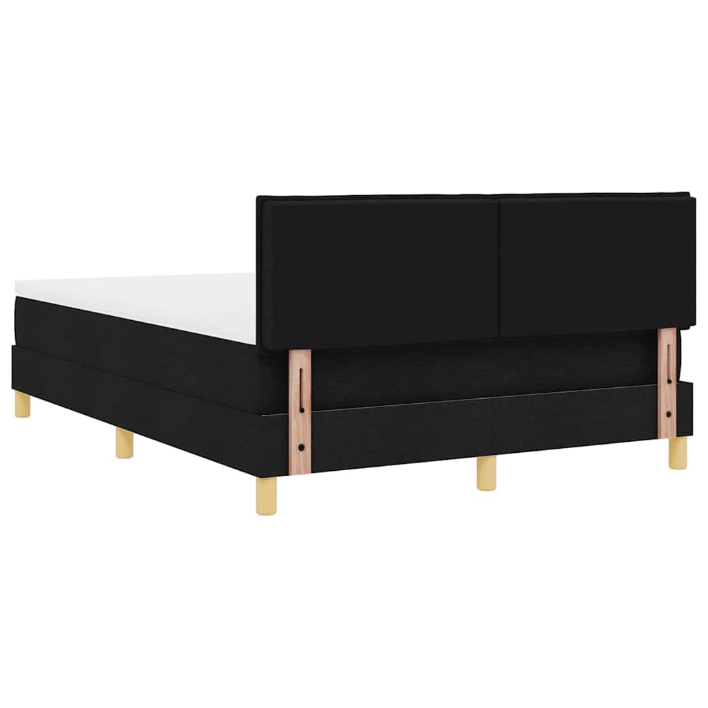 Lit à ressort LED avec bandes LED Noir 140 x 190 cm tissu