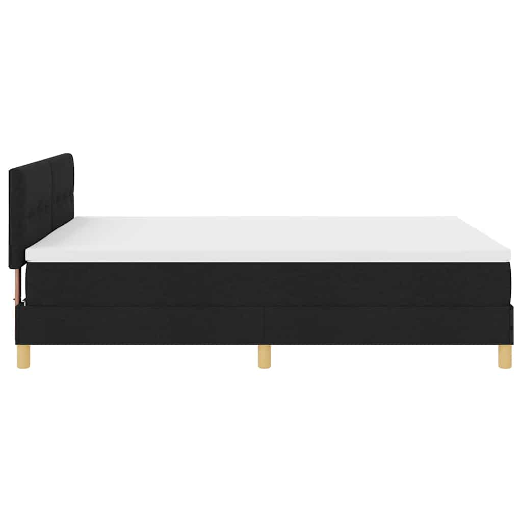 Lit à ressort LED avec bandes LED Noir 140 x 190 cm tissu