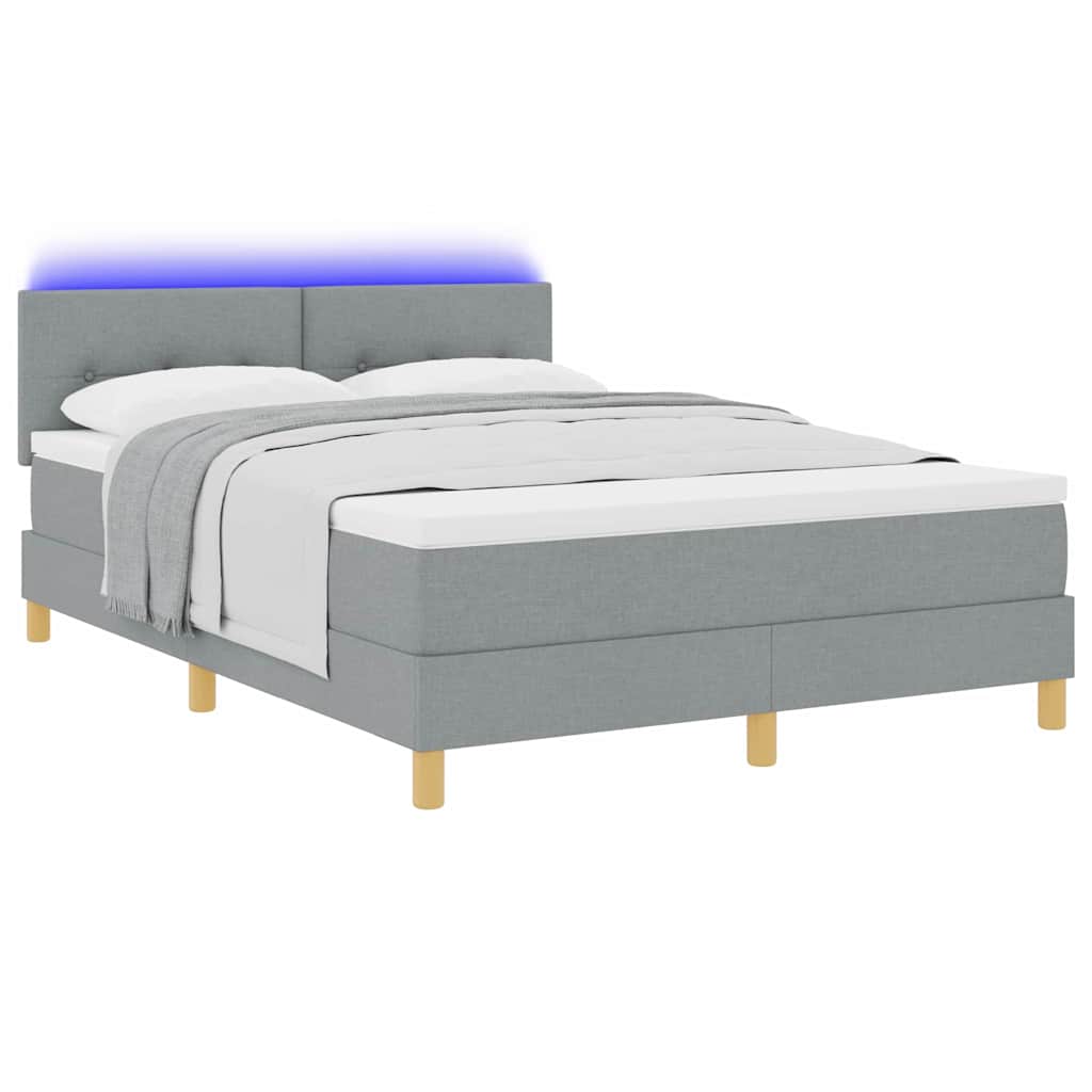 Lit à ressort LED avec bandes LED Gris clair 140 x 200 cm tissu - XIOS