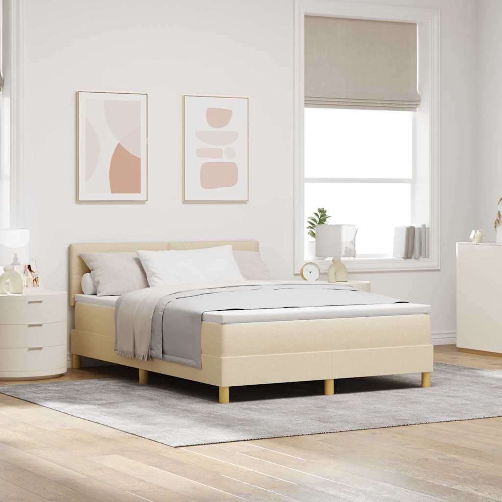 Lit à ressort LED avec bandes LED Crème 160 x 200 cm tissu - XIOS