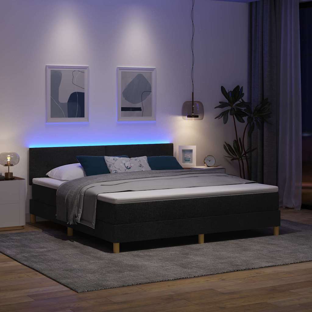 Lit à ressort LED avec bandes LED Noir 180 x 200 cm tissu - XIOS