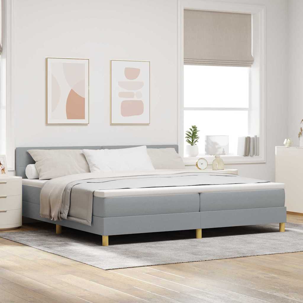 Lit à ressorts avec matelas Gris clair 200 x 200 cm tissu