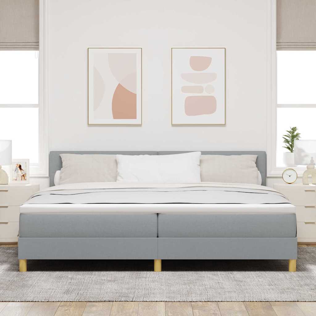 Lit à ressorts avec matelas Gris clair 200 x 200 cm tissu - XIOS