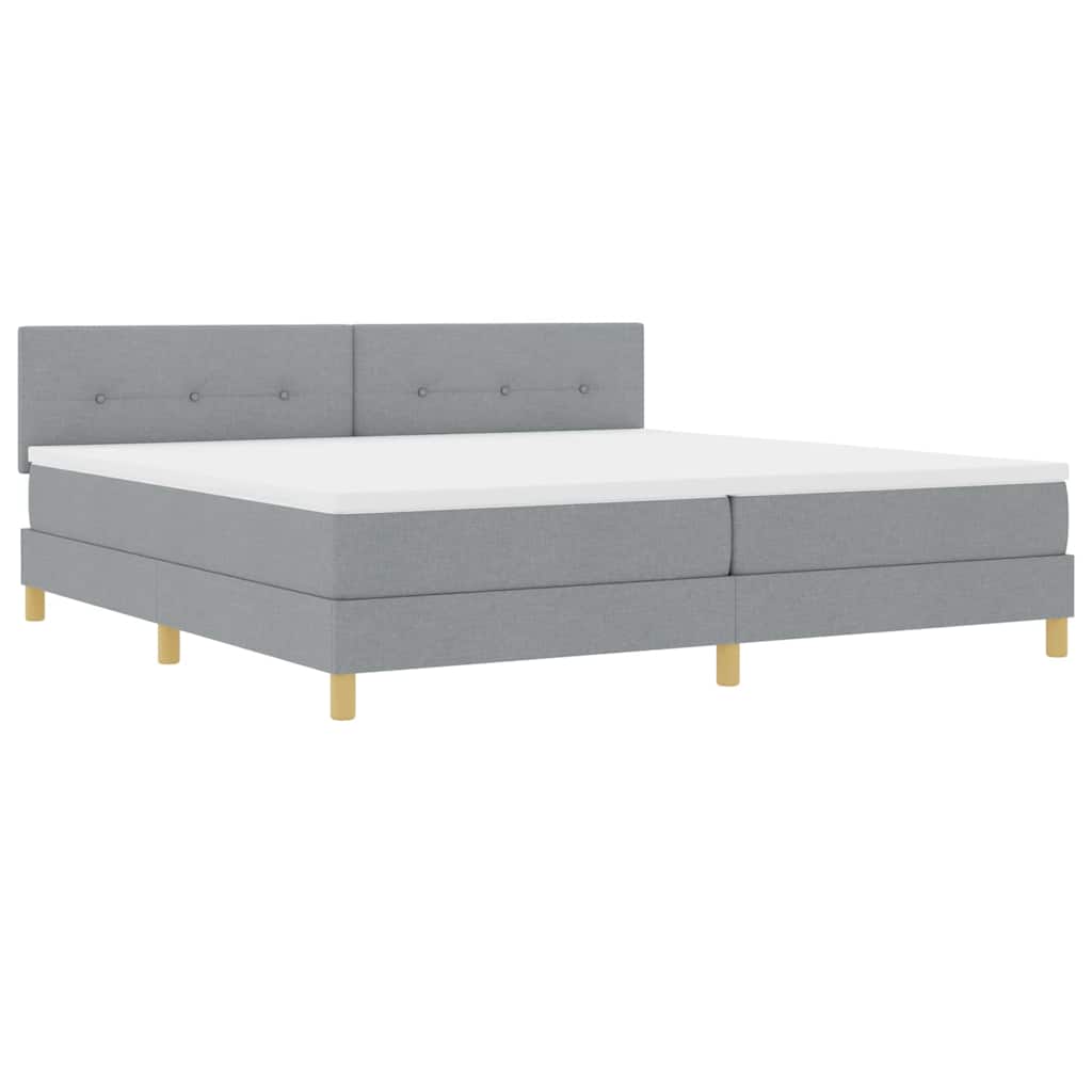 Lit à ressorts avec matelas Gris clair 200 x 200 cm tissu