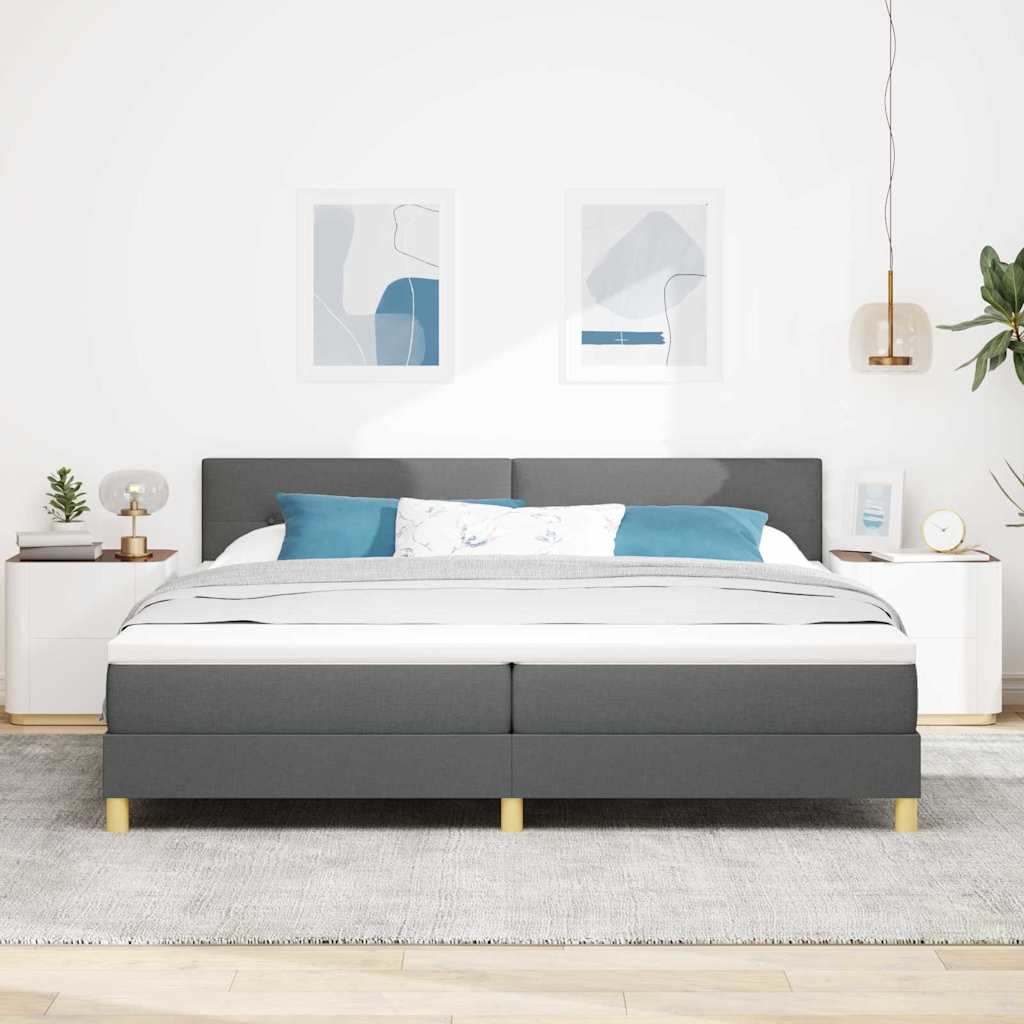 Lit à ressorts avec matelas Gris foncé 200 x 200 cm tissu - XIOS