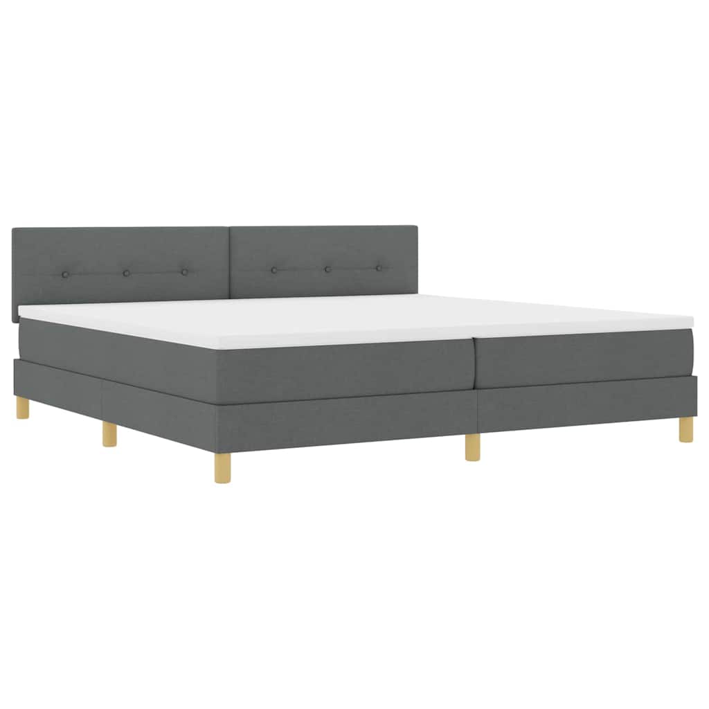 Lit à ressorts avec matelas Gris foncé 200 x 200 cm tissu