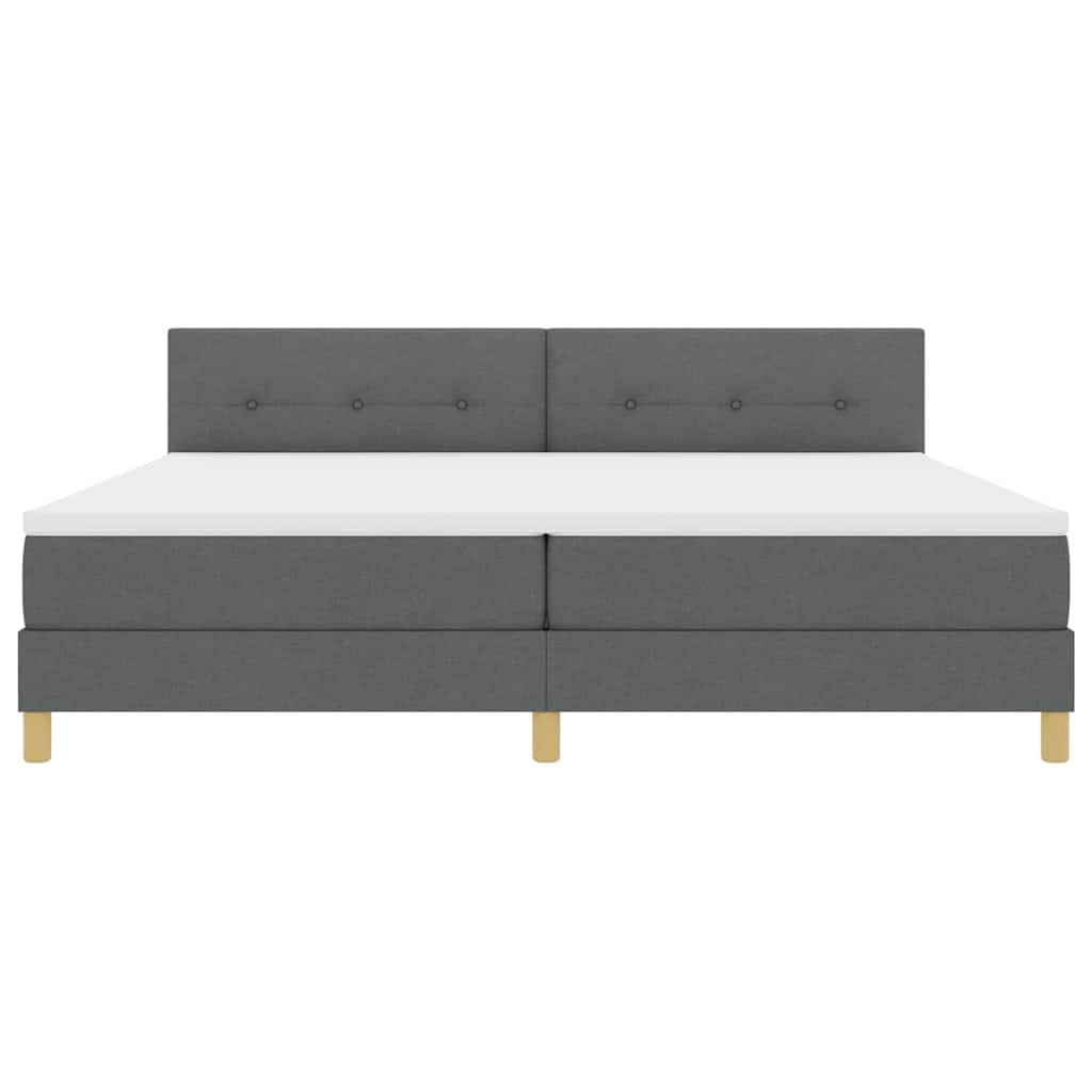 Lit à ressorts avec matelas Gris foncé 200 x 200 cm tissu - XIOS