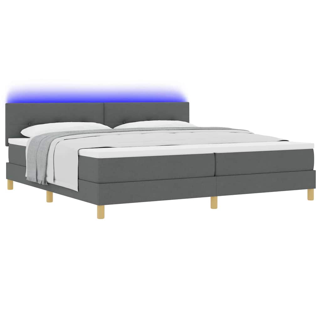 Lit à ressorts avec matelas Gris foncé 200 x 200 cm tissu - XIOS