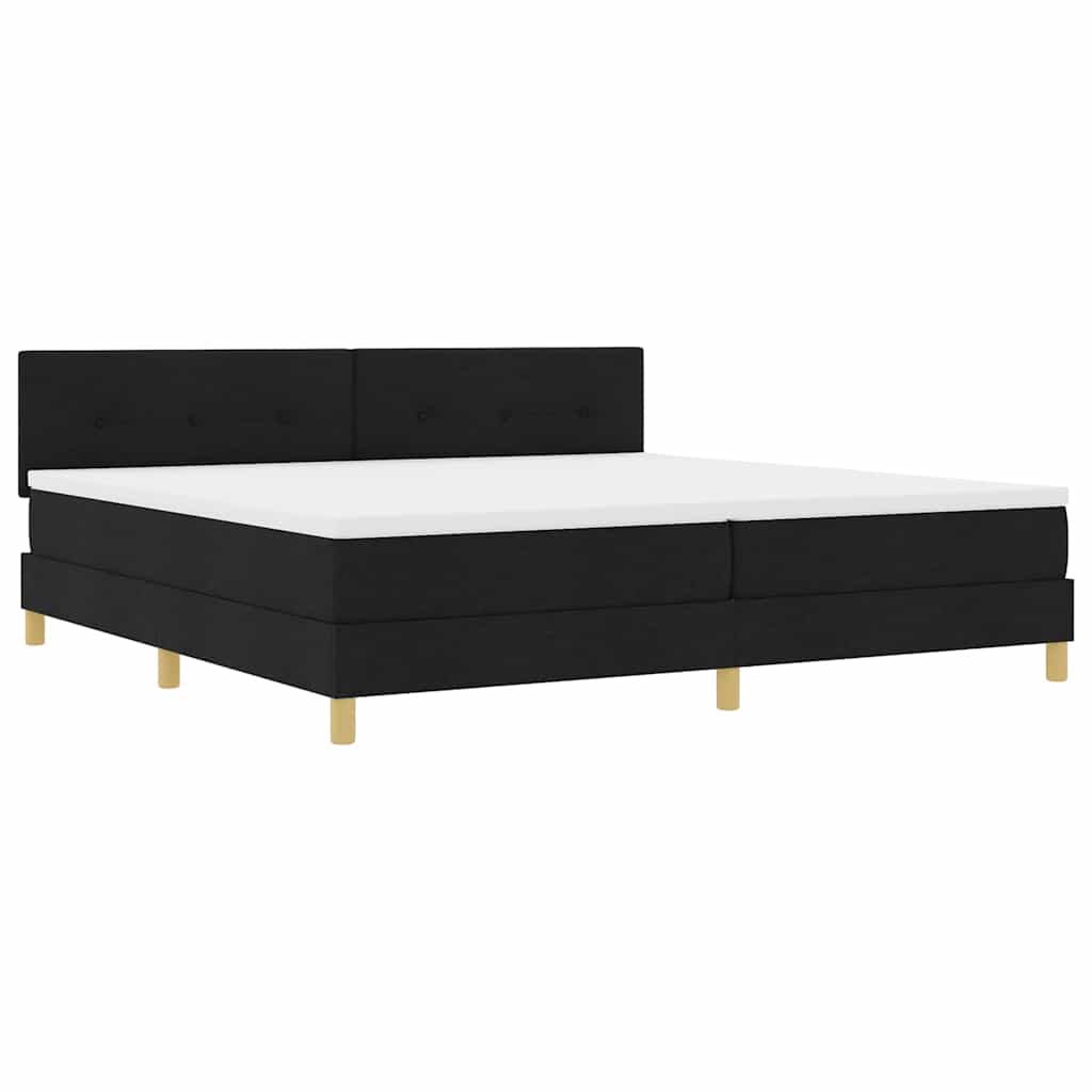 Lit à ressorts avec matelas Noir 200 x 200 cm tissu