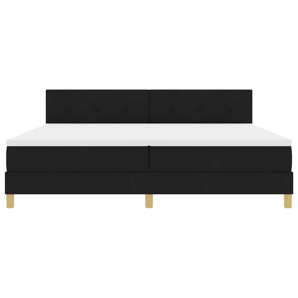 Lit à ressorts avec matelas Noir 200 x 200 cm tissu