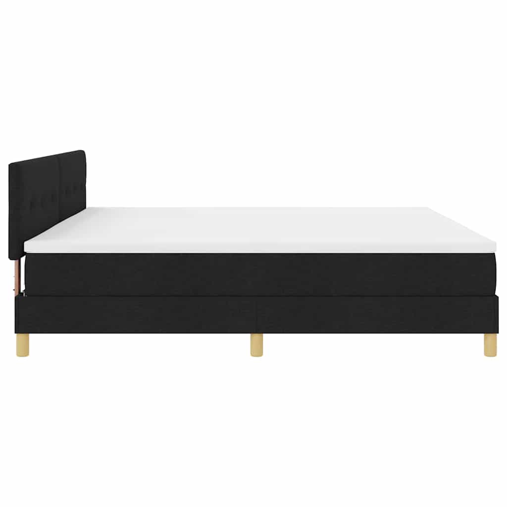 Lit à ressorts avec matelas Noir 200 x 200 cm tissu