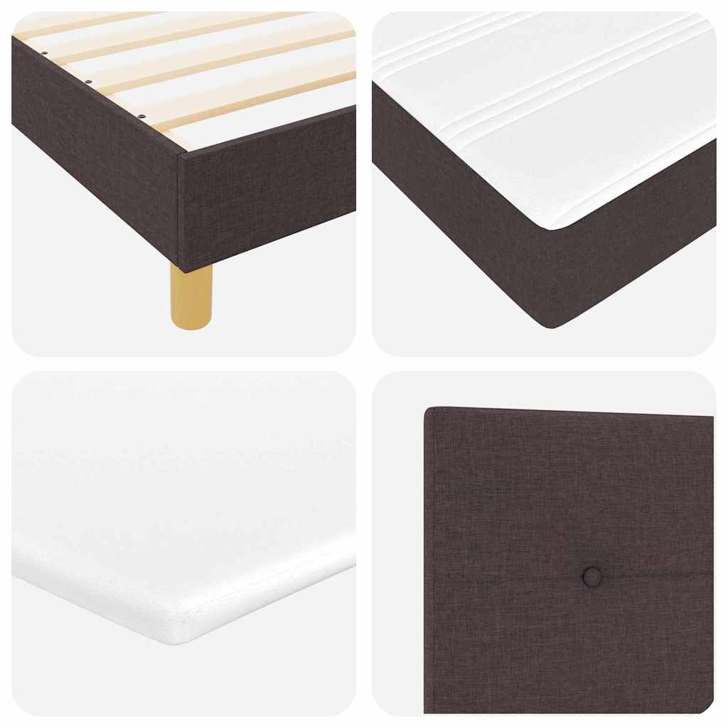 Lit à ressorts avec matelas Marron foncé 200 x 200 cm tissu - XIOS