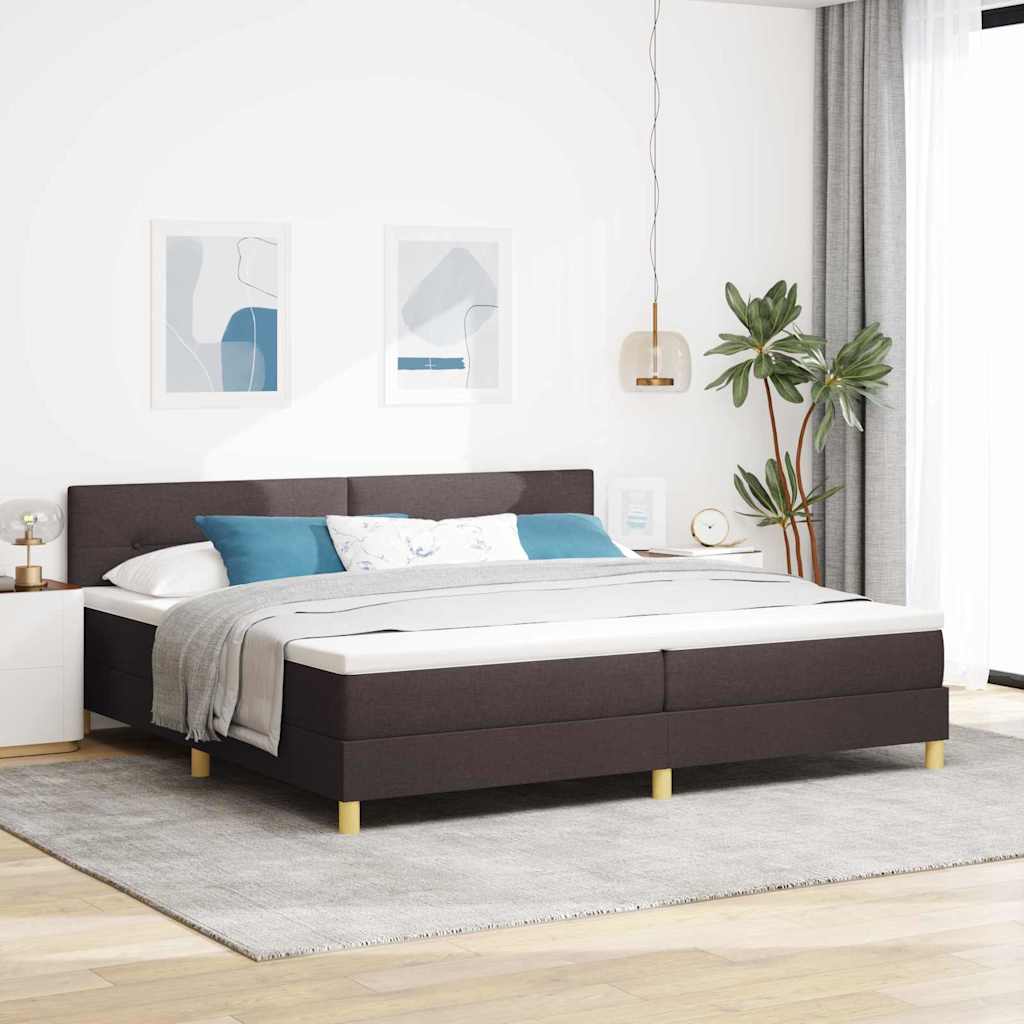 Lit à ressorts avec matelas Marron foncé 200 x 200 cm tissu - XIOS