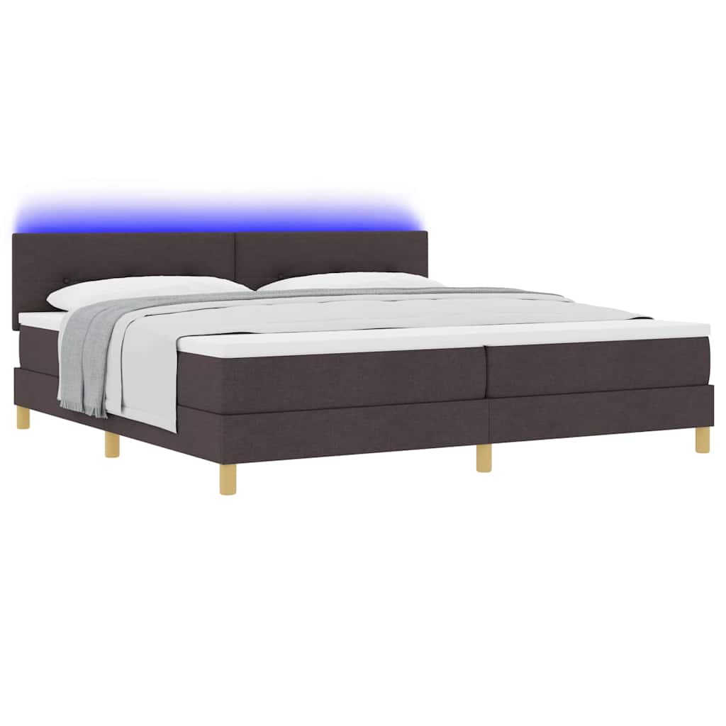 Lit à ressorts avec matelas Marron foncé 200 x 200 cm tissu - XIOS