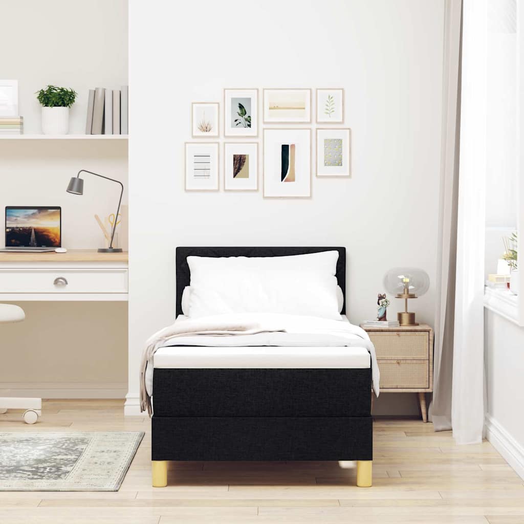 Lit à ressort LED avec coussin Noir 80 x 200 cm tissu - XIOS