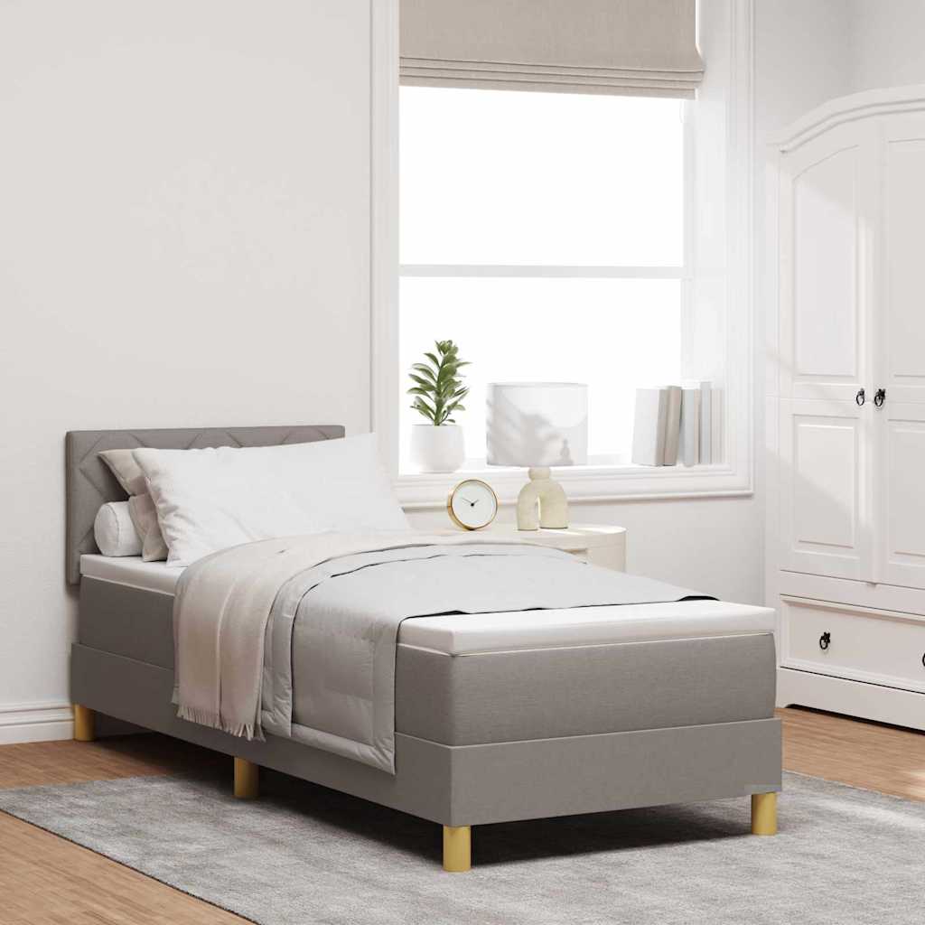 Lit à ressort LED avec tête de lit Taupe 80 x 200 cm tissu