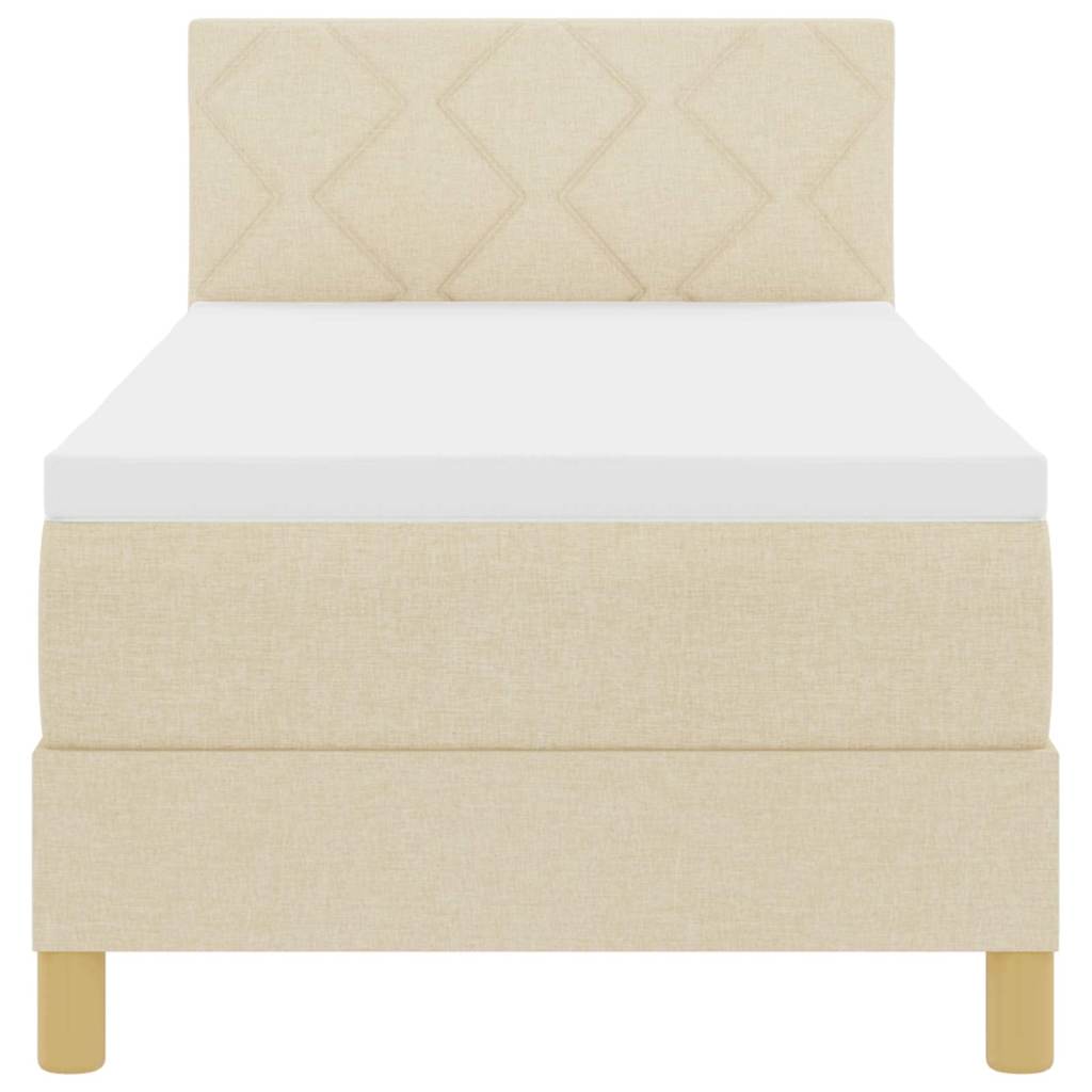 Lit à ressort LED avec tête de lit Crème 80 x 200 cm tissu - XIOS