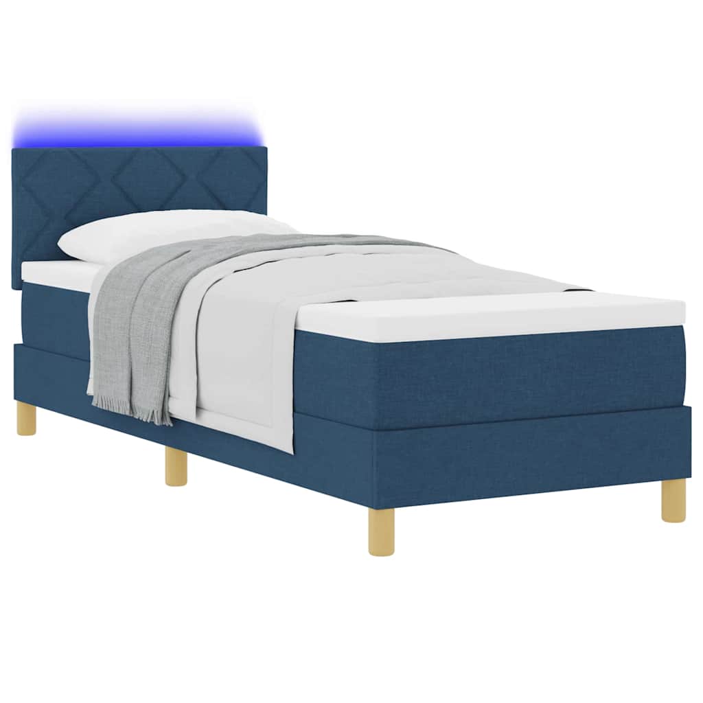 Lit à ressort LED avec tête de lit Bleu 80 x 200 cm tissu - XIOS