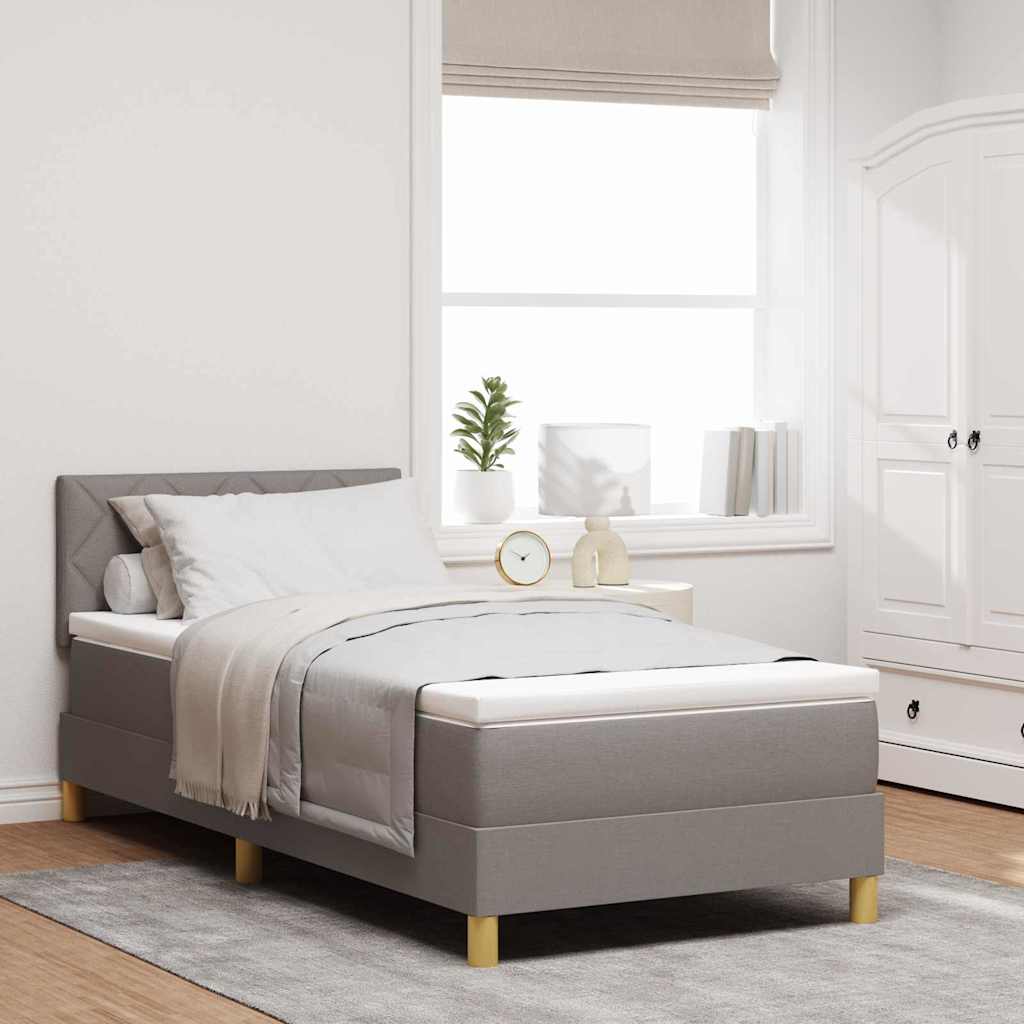 Lit à ressorts avec matelas Taupe 90 x 190 cm tissu - XIOS