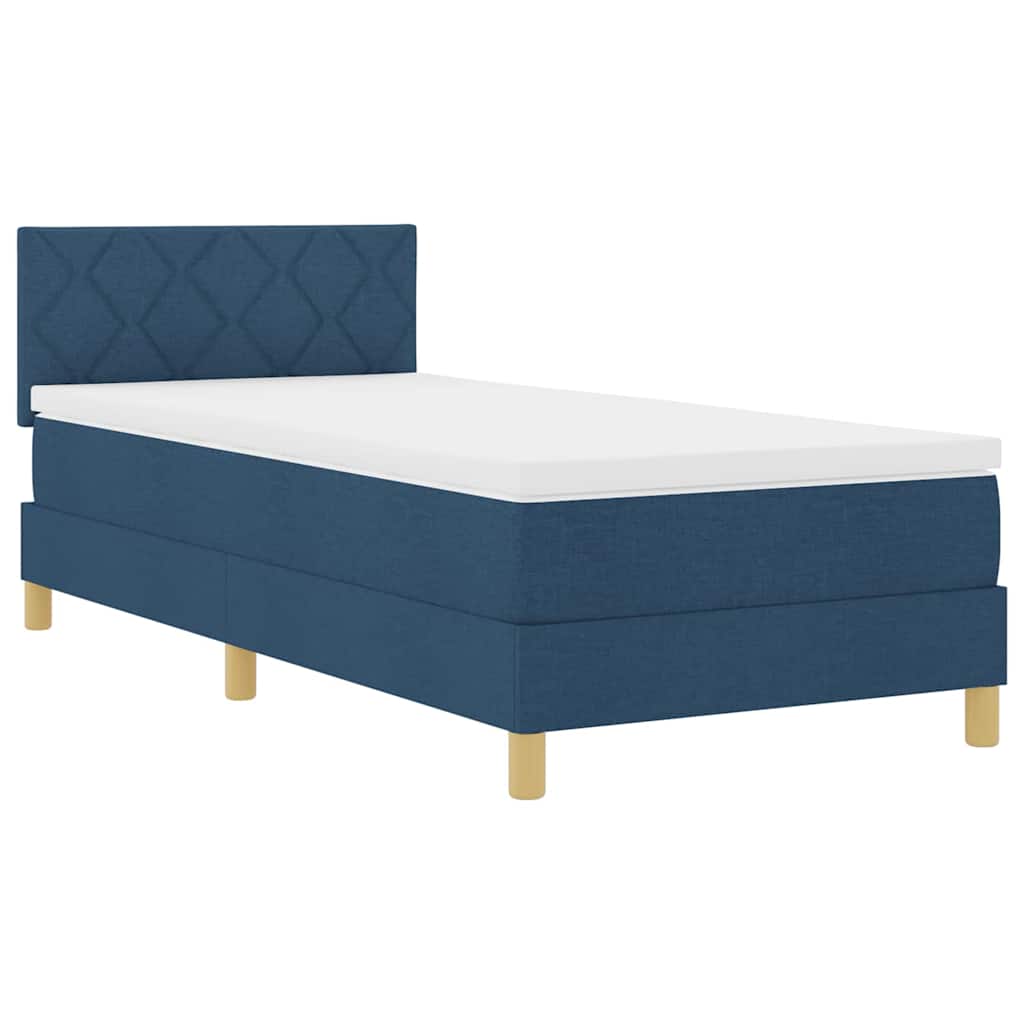 Lit à ressorts avec matelas Bleu 90 x 200 cm tissu - XIOS