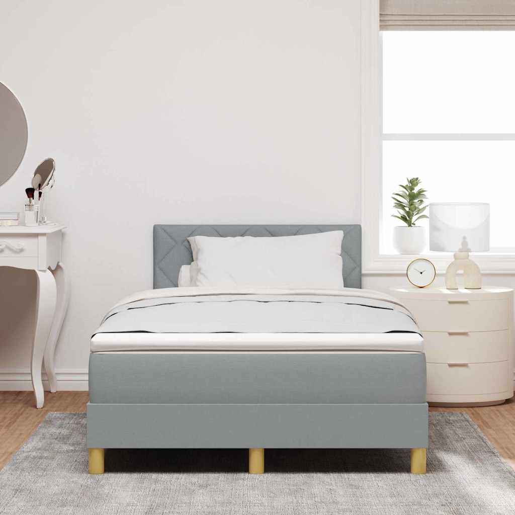 Lit à ressort LED avec bandes LED Gris clair 120 x 190 cm tissu