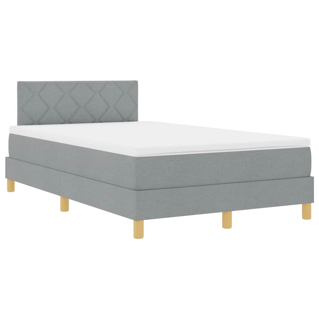 Lit à ressort LED avec bandes LED Gris clair 120 x 190 cm tissu