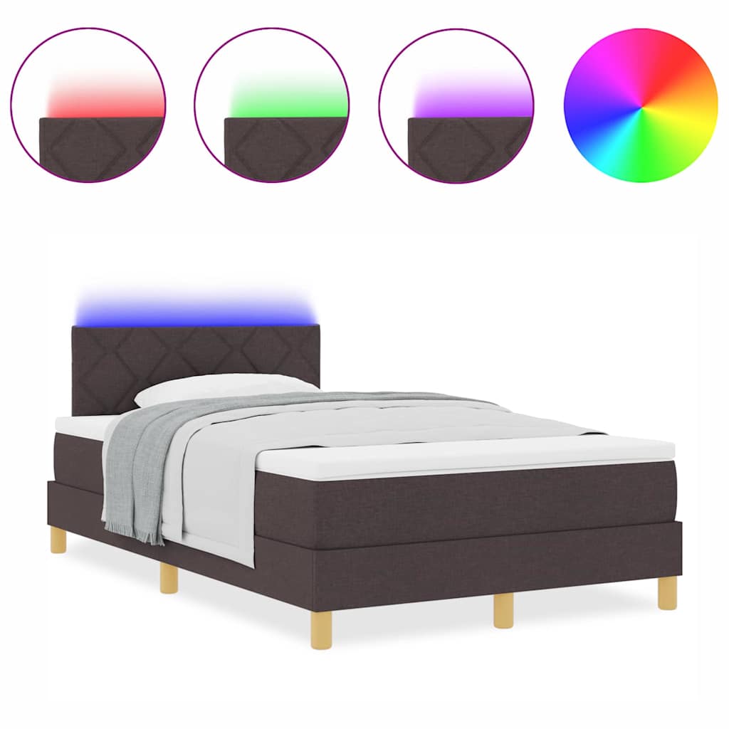 Lit à ressorts avec matelas Marron foncé 120 x 190 cm tissu - XIOS