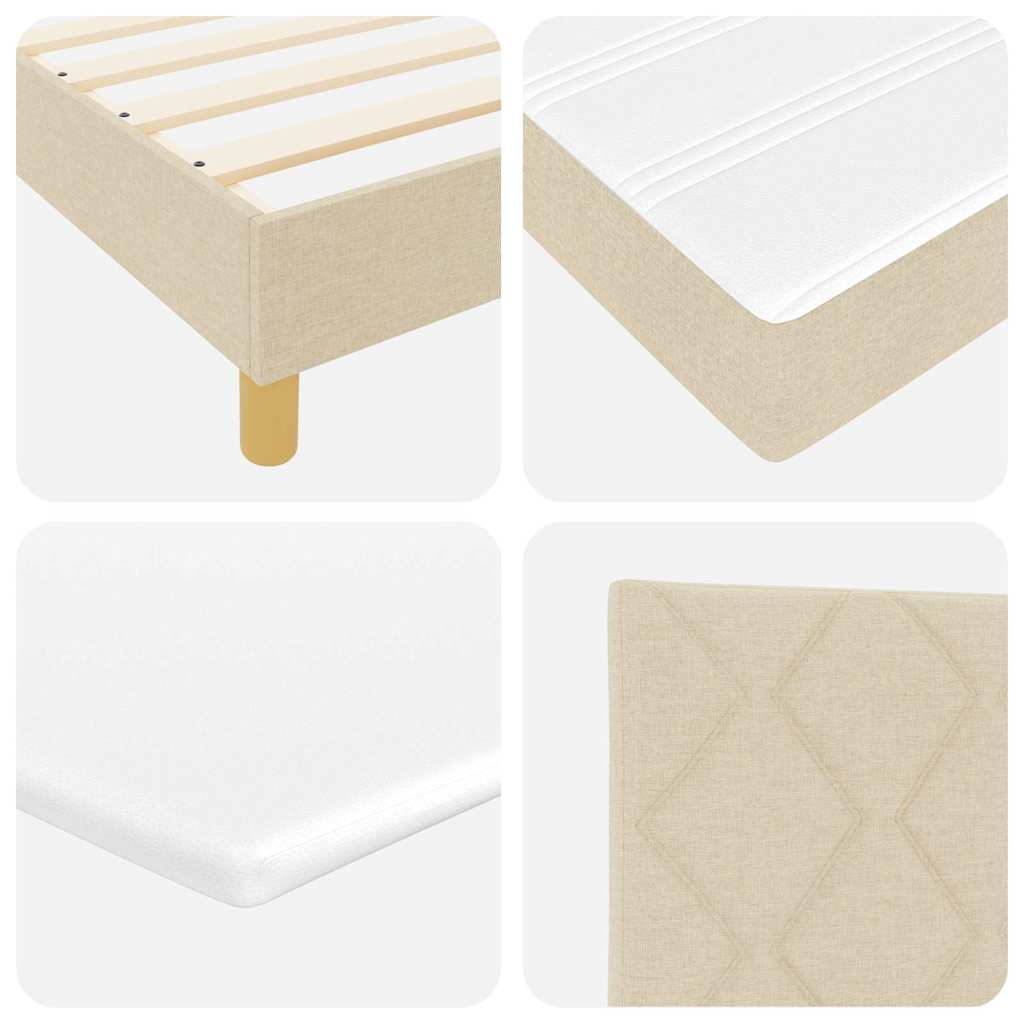 Lit à ressort LED avec coussin Crème 120 x 190 cm tissu