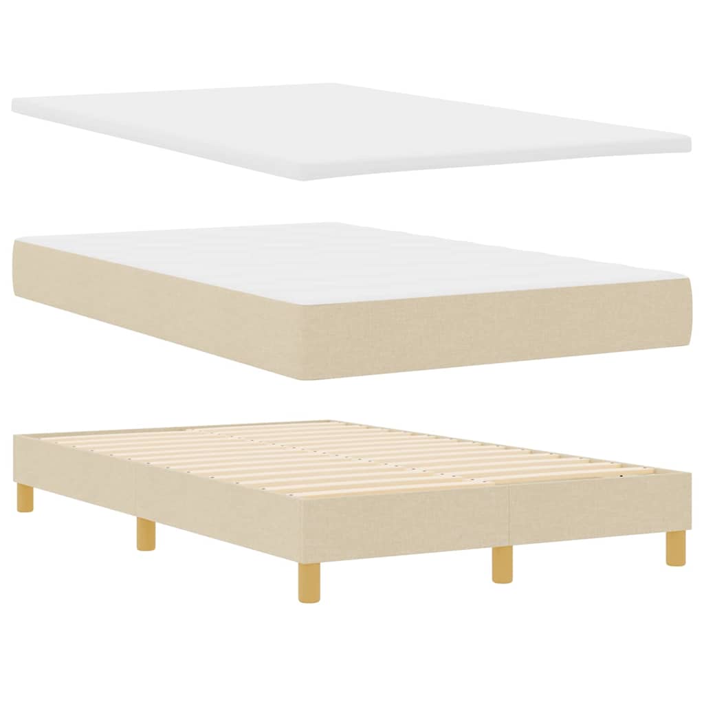 Lit à ressort LED avec coussin Crème 120 x 190 cm tissu