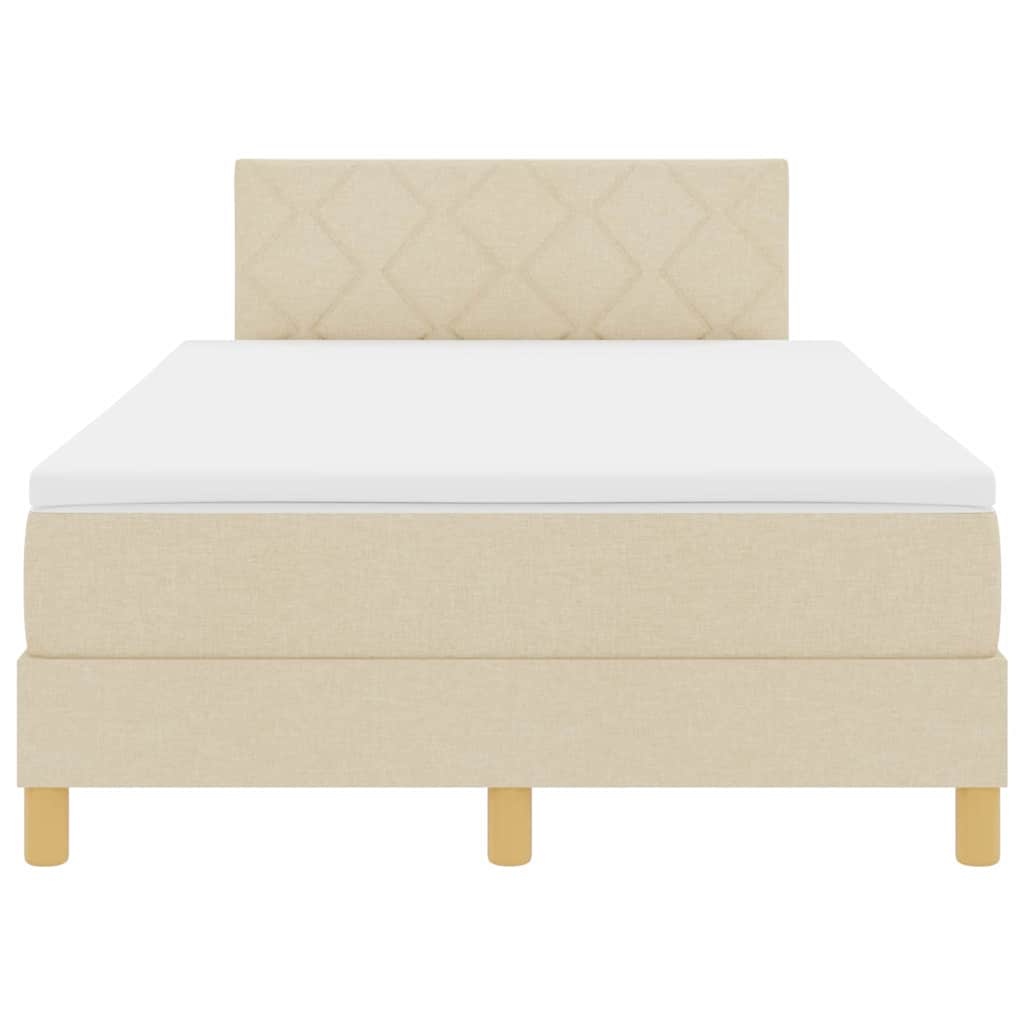 Lit à ressort LED avec coussin Crème 120 x 190 cm tissu