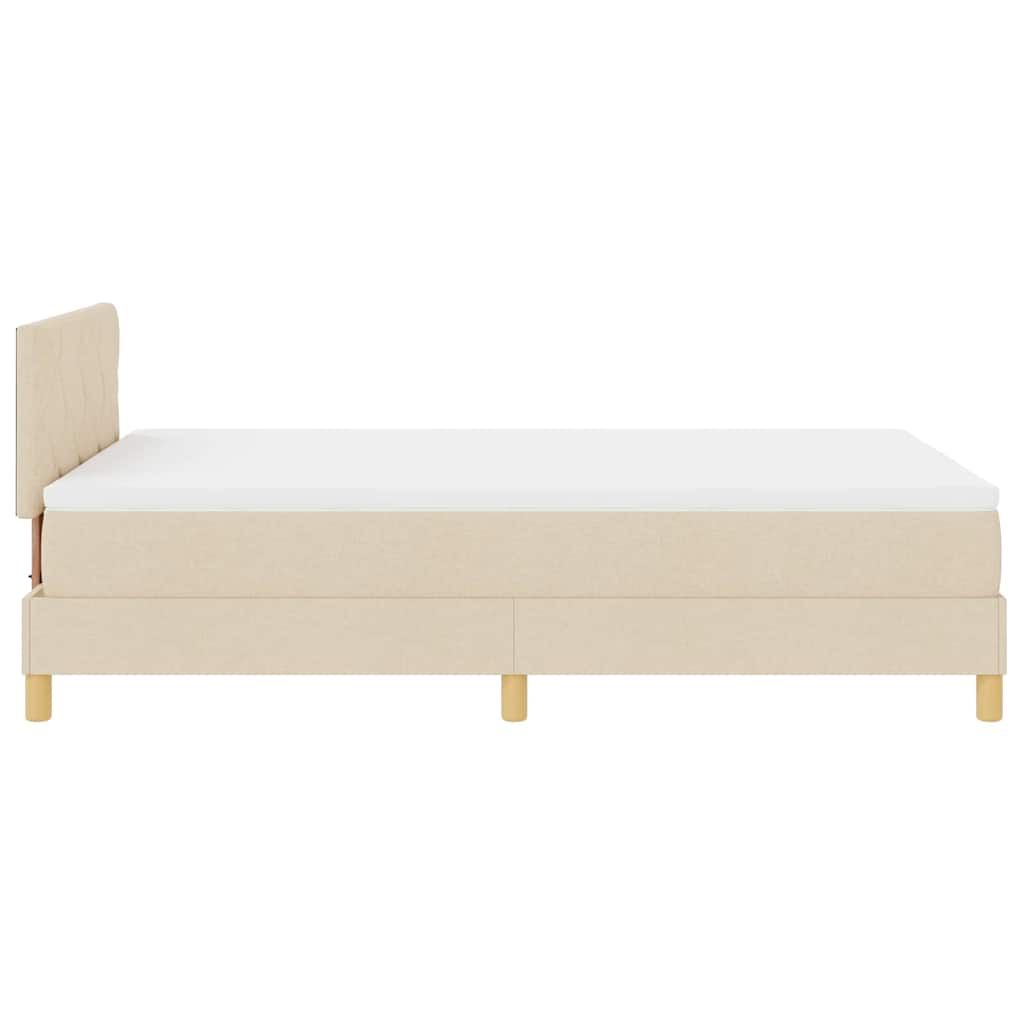 Lit à ressort LED avec coussin Crème 120 x 190 cm tissu