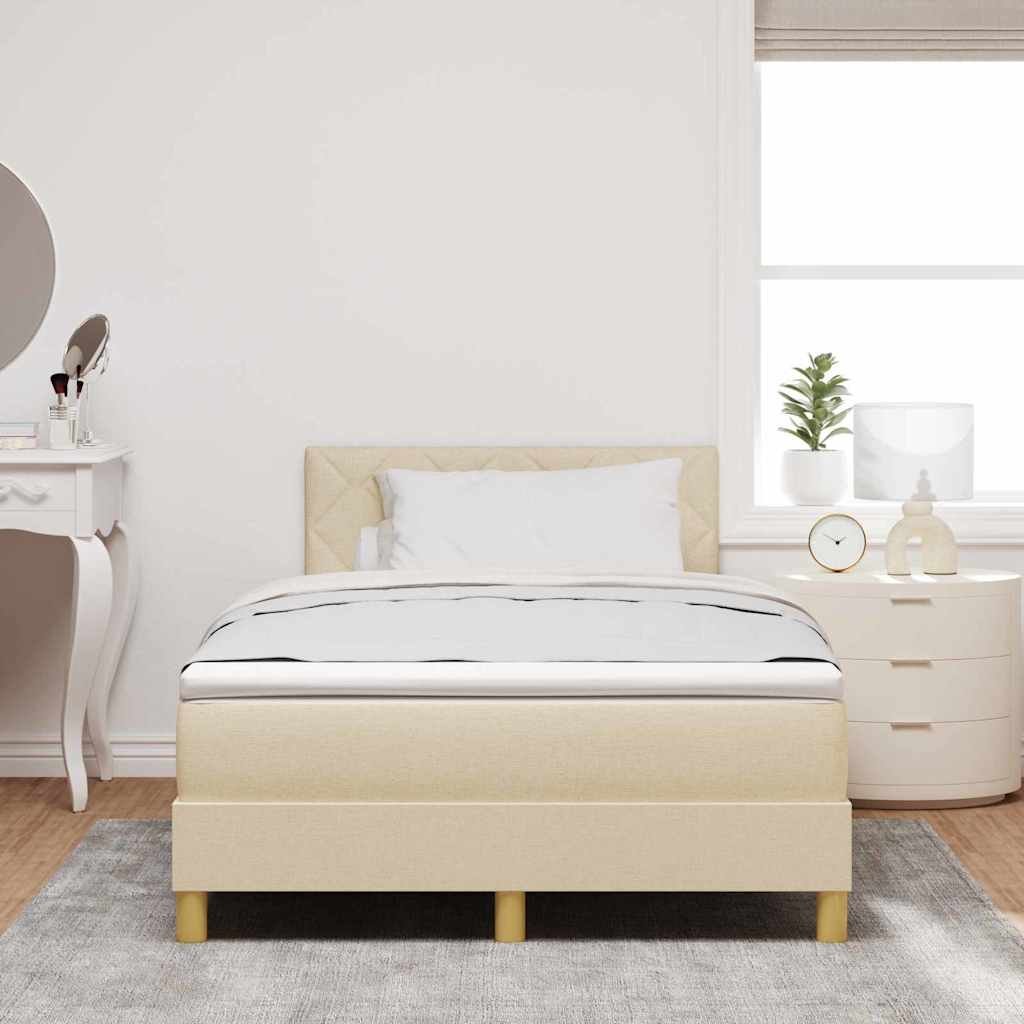 Lit à ressort LED avec bandes LED Crème 120 x 200 cm tissu