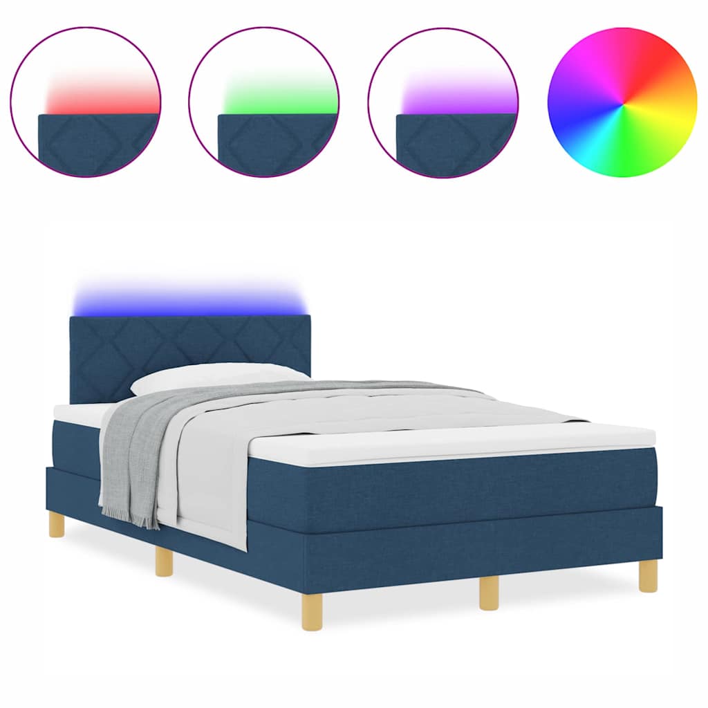 Lit à ressorts avec matelas Bleu 120 x 200 cm tissu - XIOS