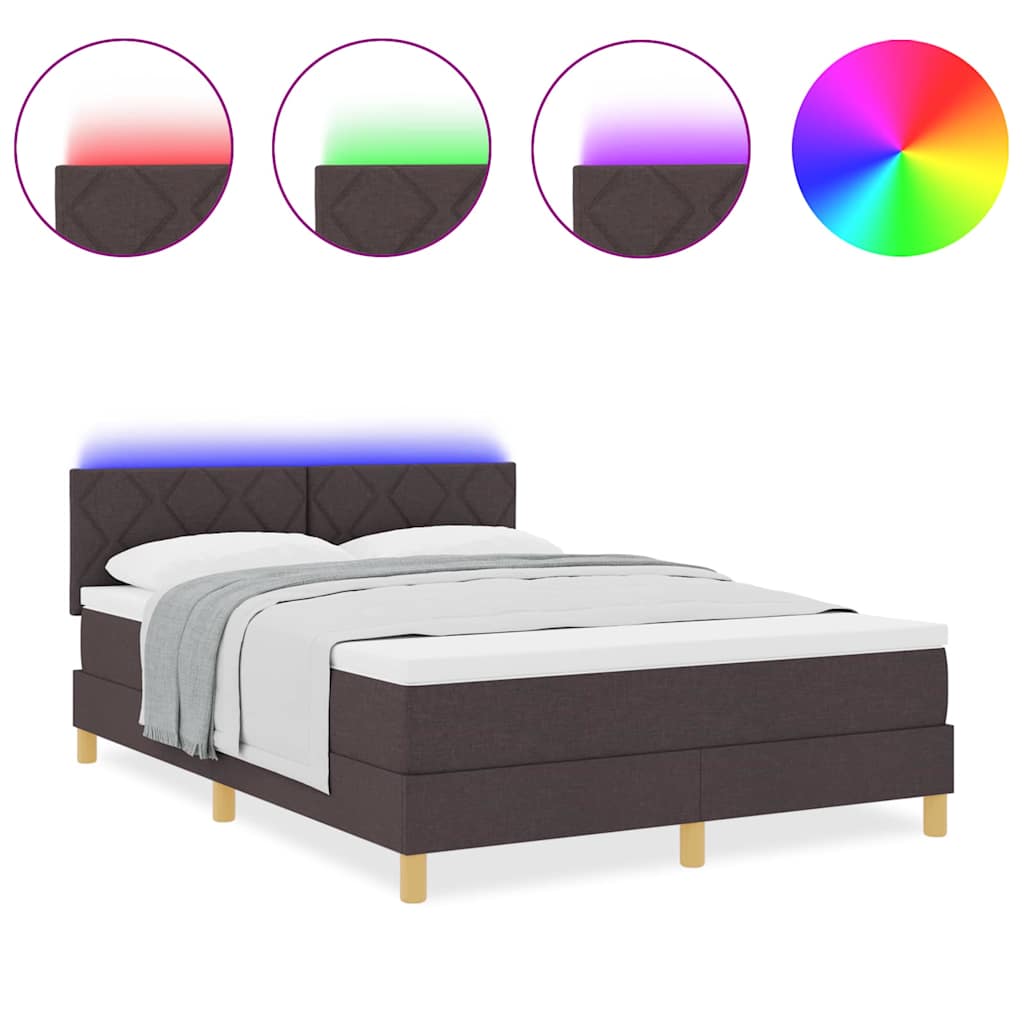 Lit à ressorts avec matelas Marron foncé 140 x 190 cm tissu - XIOS