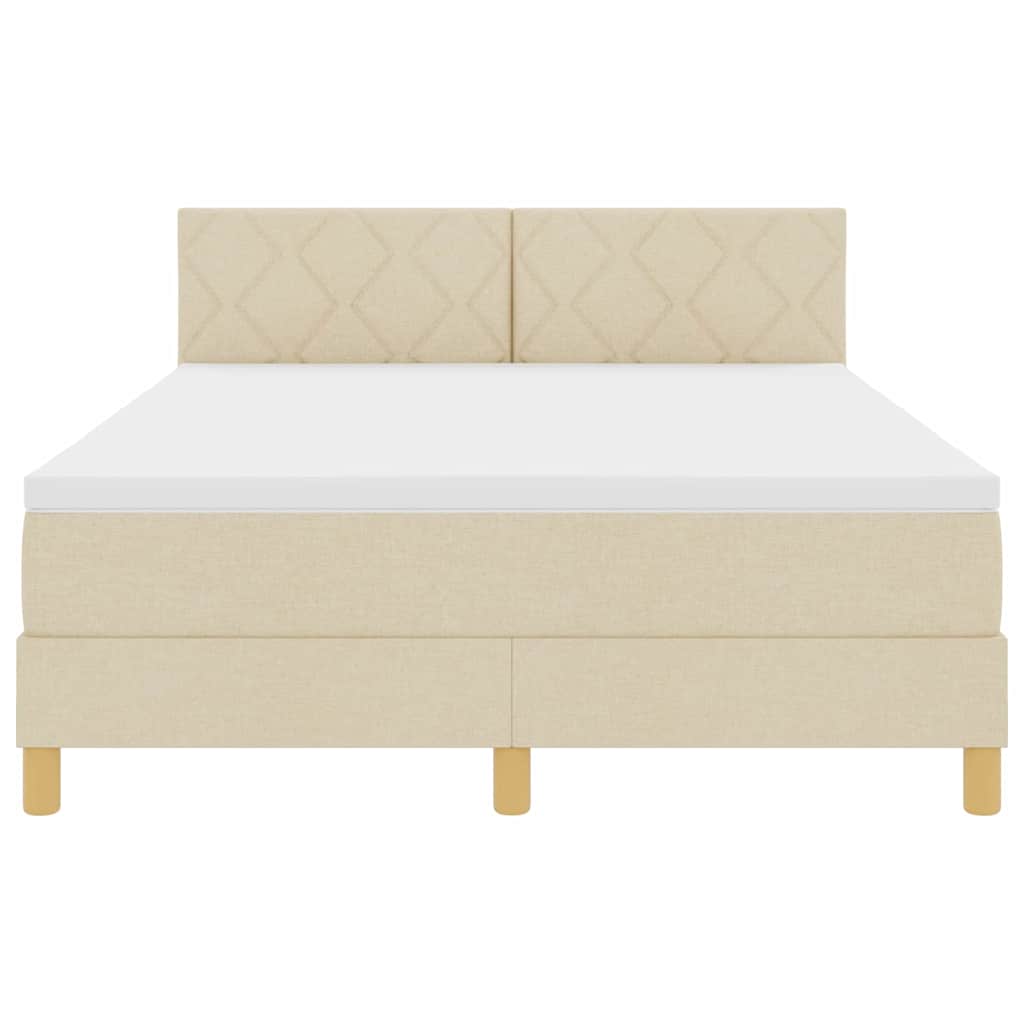 Lit à ressort LED avec coussin Crème 140 x 190 cm tissu