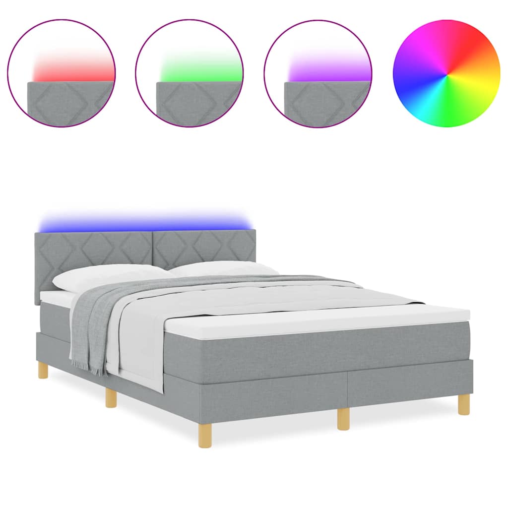Lit à ressorts avec matelas Gris clair 140 x 200 cm tissu - XIOS