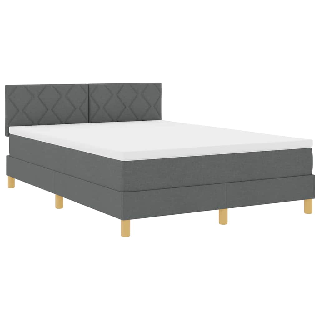 Lit à ressort LED avec bandes LED Gris foncé 140 x 200 cm tissu