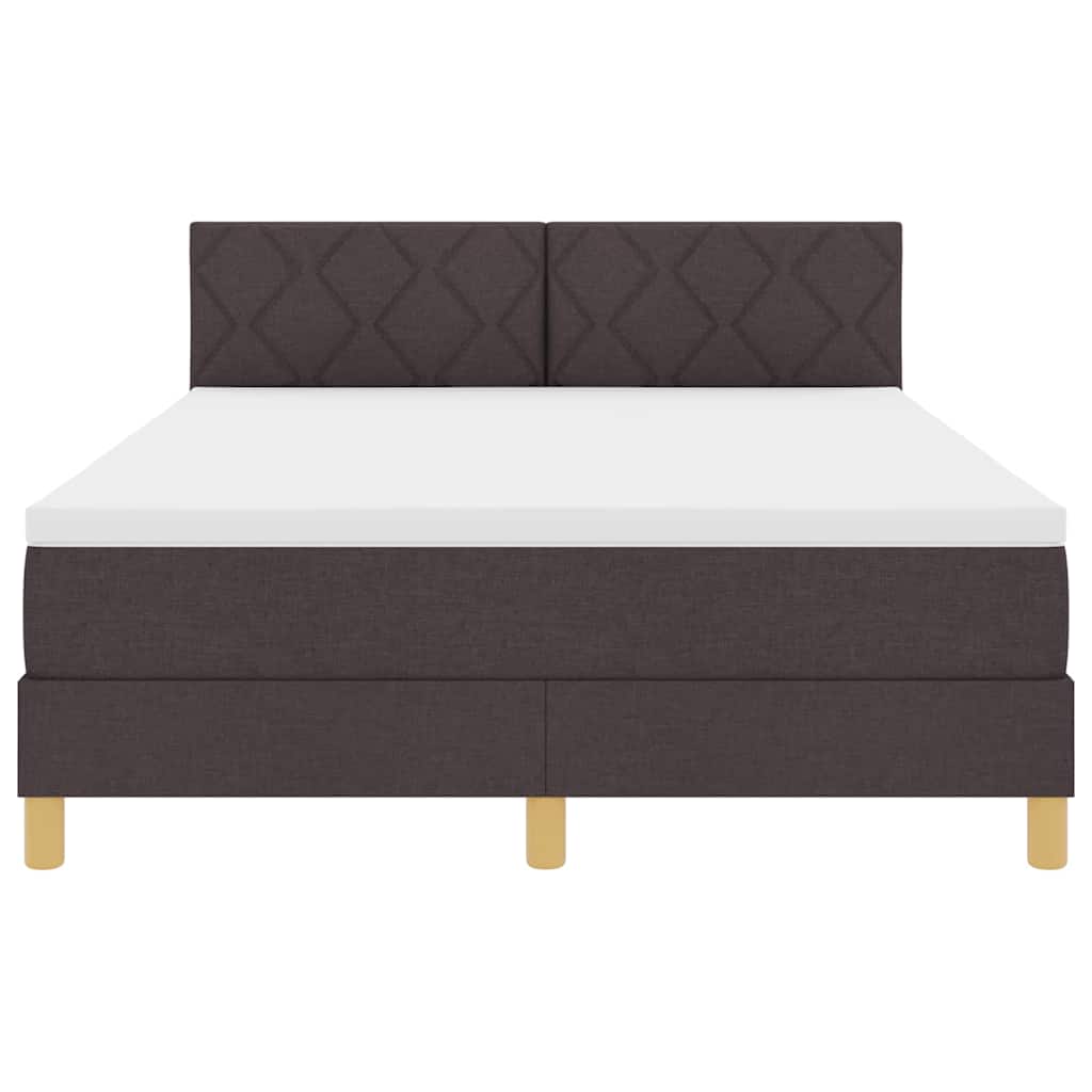 Lit à ressort LED Marron foncé 140 x 200 cm tissu