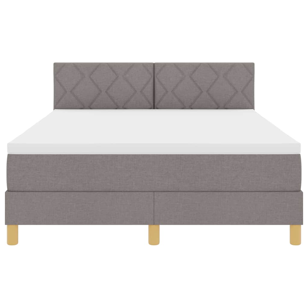 Lit à ressort LED avec tête de lit Taupe 140 x 200 cm tissu