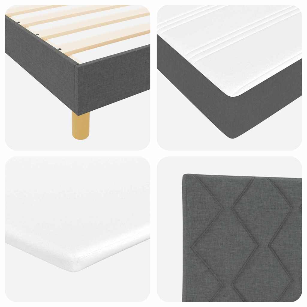 Lit à ressorts avec matelas Gris foncé 160 x 200 cm tissu - XIOS