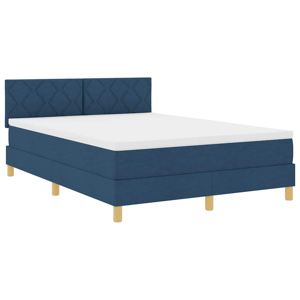 Lit à ressorts avec matelas Bleu 160 x 200 cm tissu - XIOS