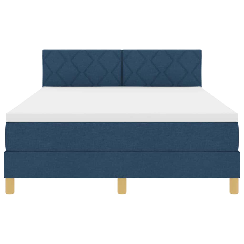 Lit à ressorts avec matelas Bleu 160 x 200 cm tissu - XIOS