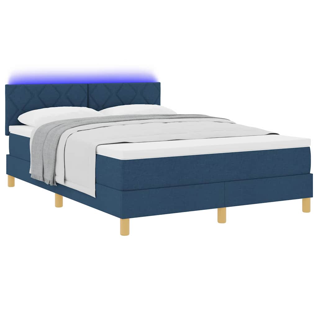 Lit à ressorts avec matelas Bleu 160 x 200 cm tissu - XIOS
