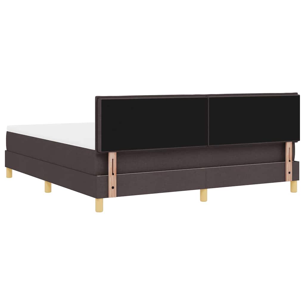 Lit à ressort LED Marron foncé 180 x 200 cm tissu