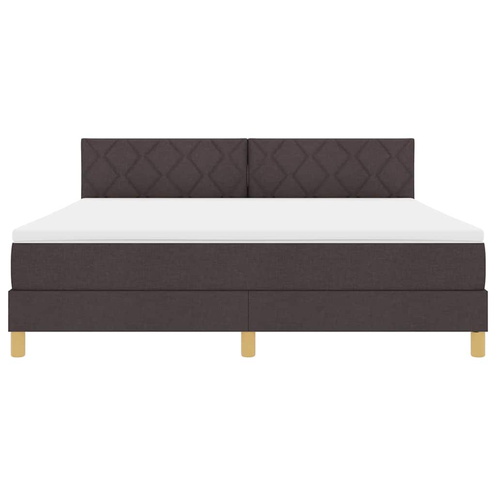 Lit à ressort LED Marron foncé 180 x 200 cm tissu