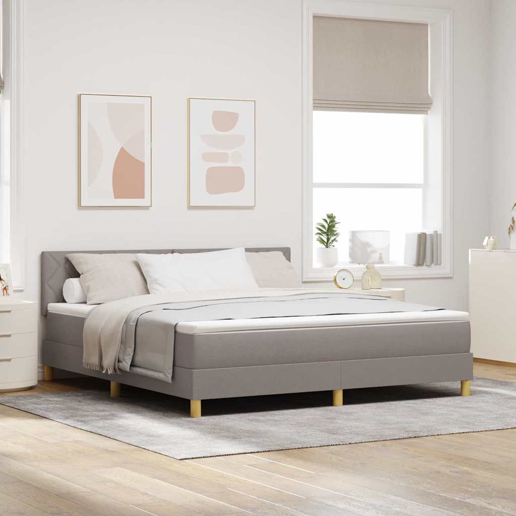 Lit à ressorts avec matelas Taupe 180 x 200 cm tissu - XIOS