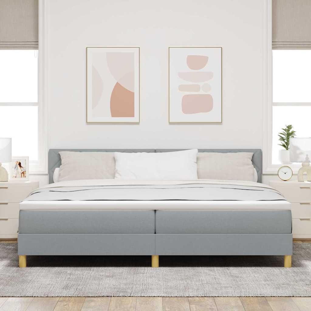 Lit à ressorts avec matelas Gris clair 200 x 200 cm tissu - XIOS