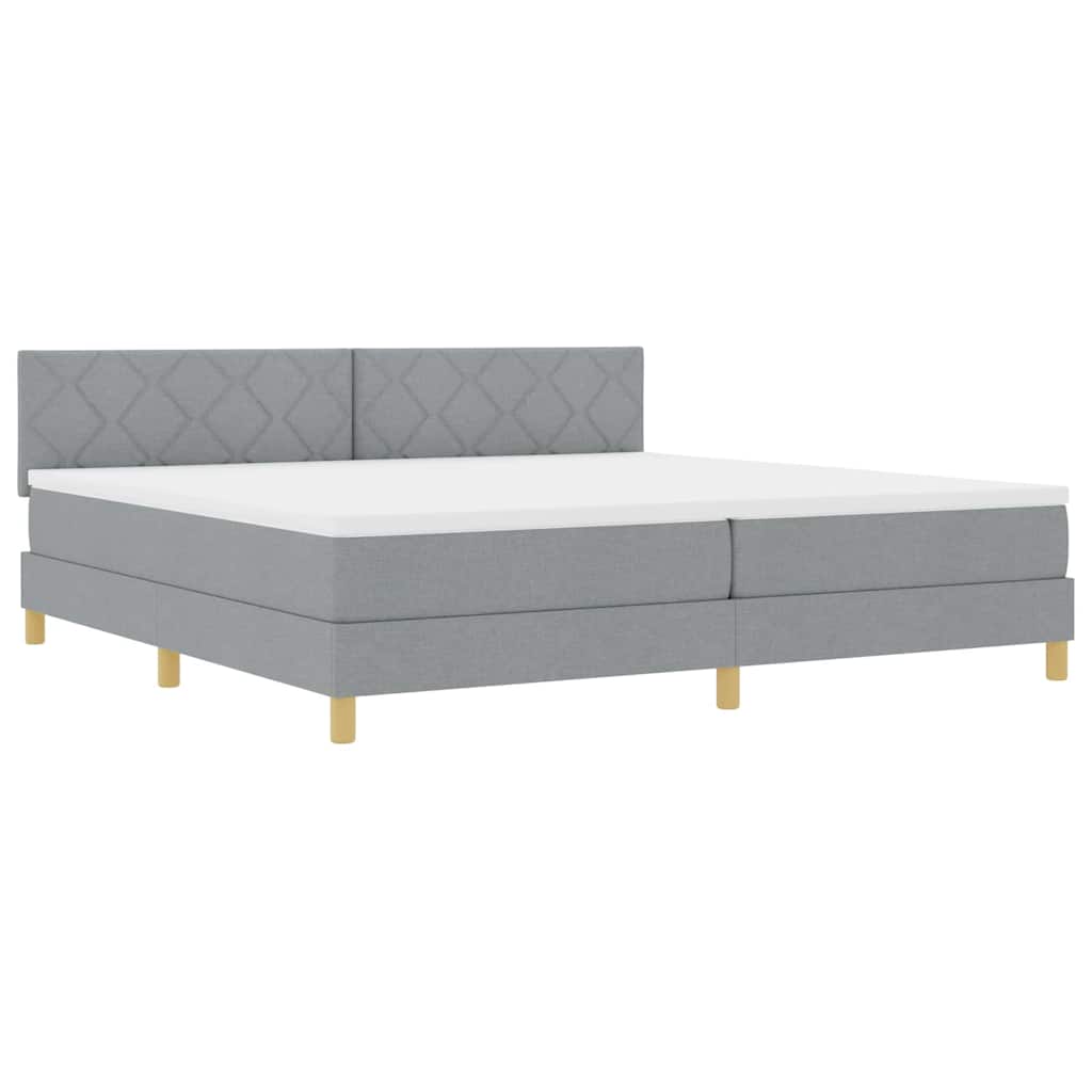 Lit à ressorts avec matelas Gris clair 200 x 200 cm tissu - XIOS