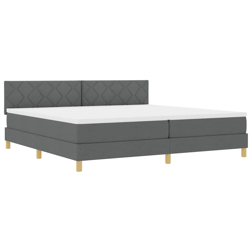 Lit à ressorts avec matelas Gris foncé 200 x 200 cm tissu