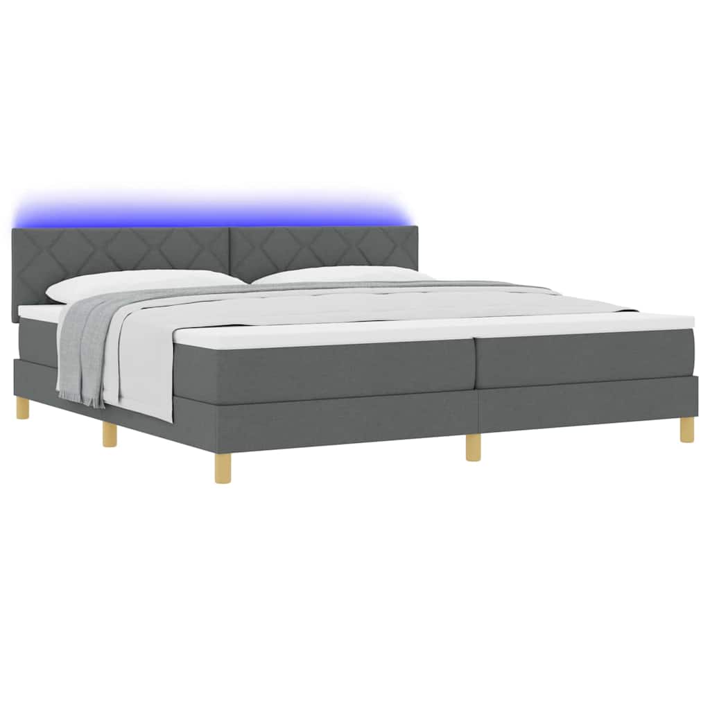 Lit à ressorts avec matelas Gris foncé 200 x 200 cm tissu